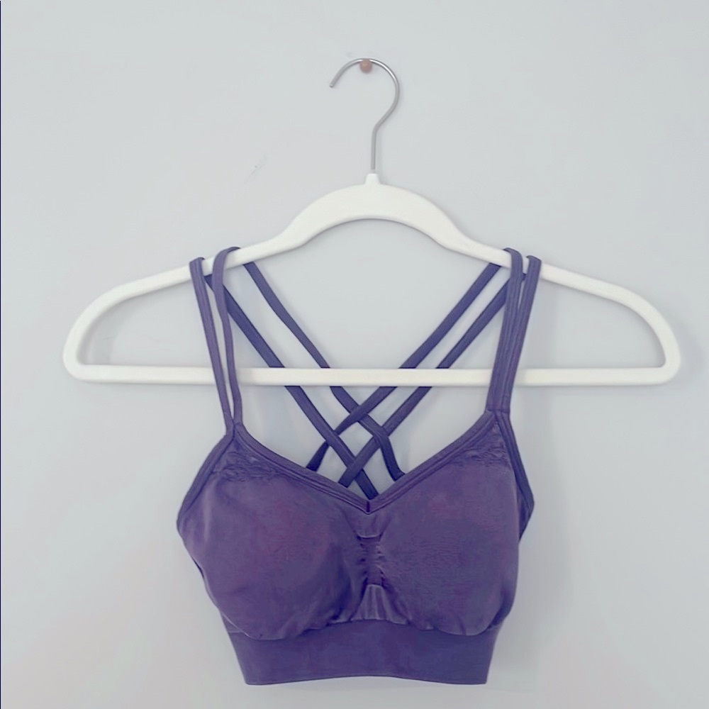 CALIA Women’s Purple Strappy Sports Bra with Removable Pads